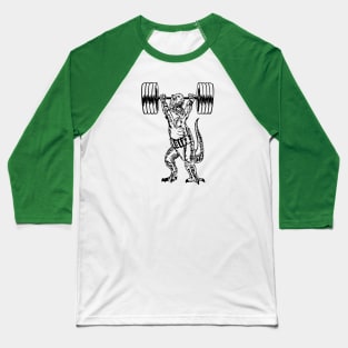 SEEMBO Dinosaur Weight Lifting Barbells Workout Gym Fitness Baseball T-Shirt